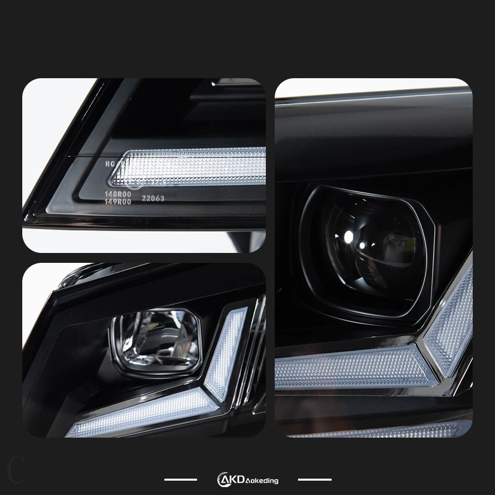 AKD 2 PCS car for Volkswagen Touareg LED Headlights 2016-2018 Touareg LED Angel Eye Daytime Running Light Options Headlight