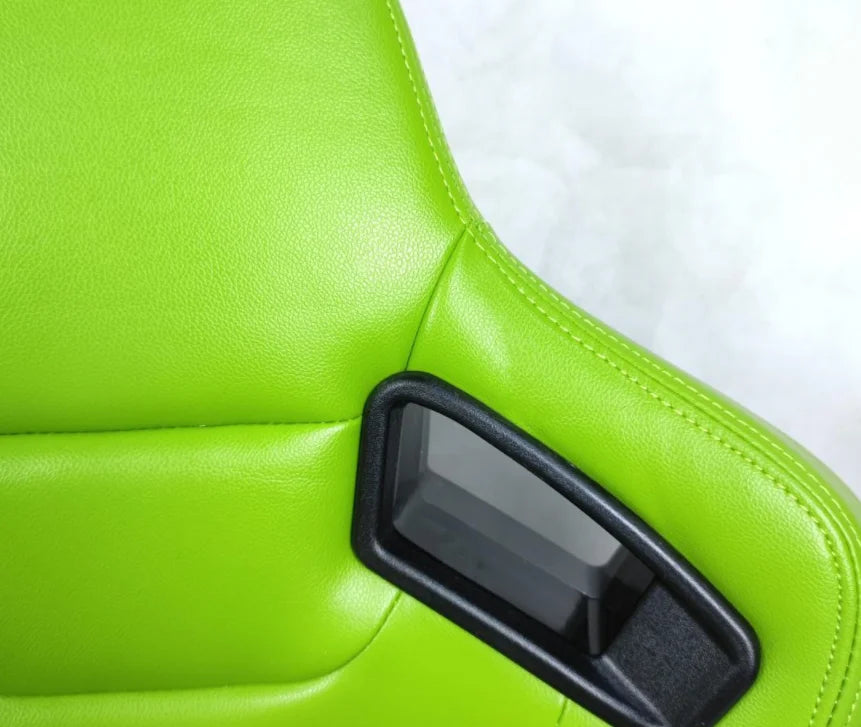 2PCS Universal Custom LOGO Green PU Leather Sport Bucket Racing Car Seats