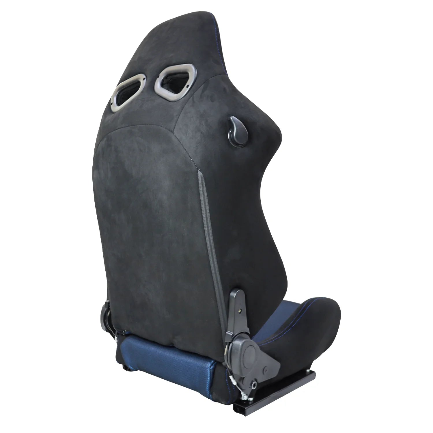 JIABEIR 1099 Universal Slider Quick Release Black Suede Blue Mesh Bucket Racing Seats