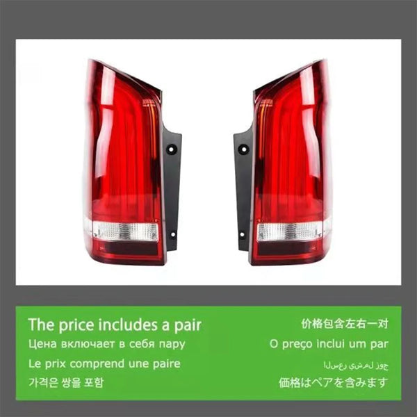 Pair Of Car Tail Light Assembly For Benz Vito V260 2016-2022 LED Brake Flowing Water Flicker Plug and Play Tail Lamps Taillights
