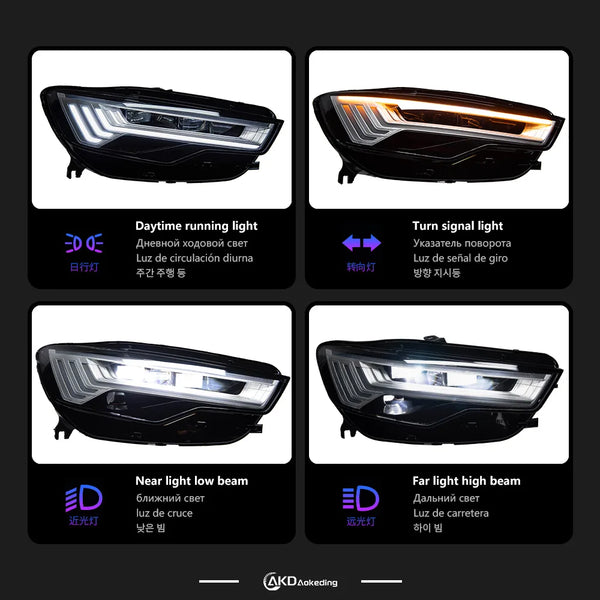 AKD Head Lamp for Audi A6 C7 LED Headlight 2012-2018 Headlights A6 C7 DRL Turn Signal High Beam Angel Eye Projector Lens