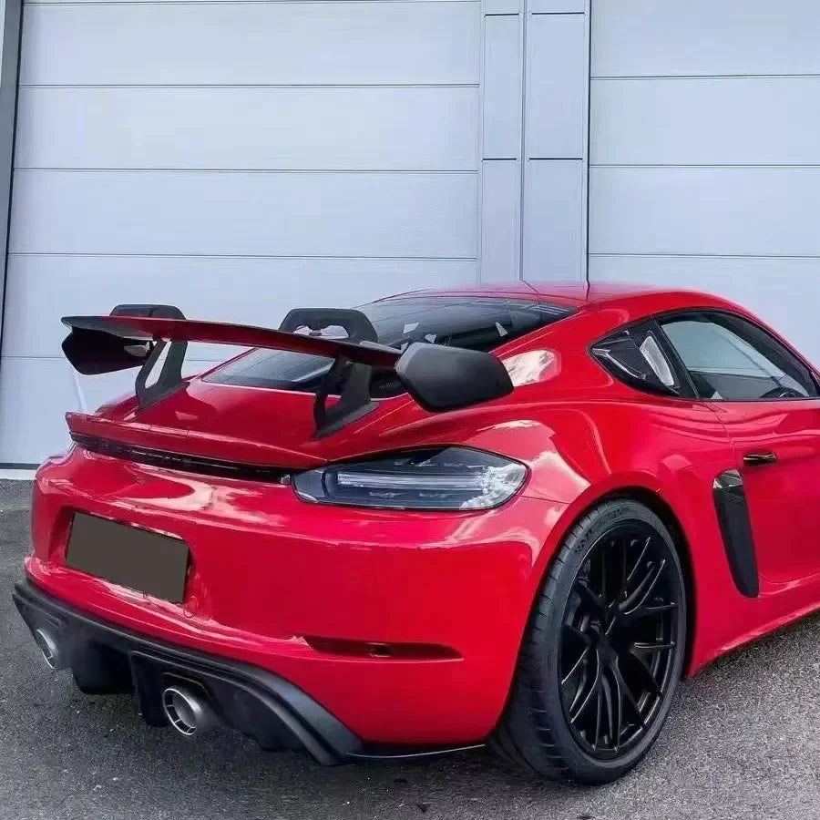 For Porsche 718  982 Cayman Boxste Carbon Fiber Tail fins Rear Trunk Spoiler Guide Wing Rear Wing GT4 RS Style upgraded body kit