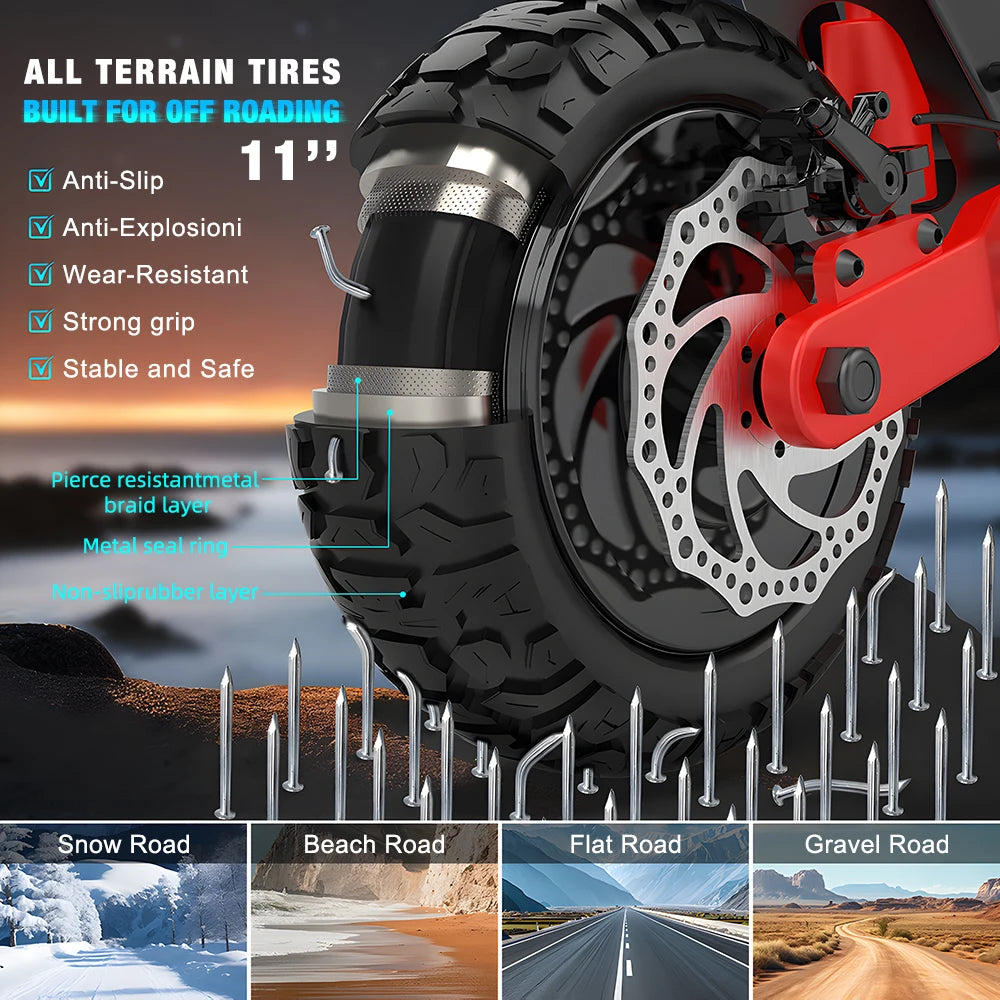 HX X10 Dual Motor Powerful Electric Scooter 2000W Off-road Adult 48V 18.2AH Electric Kick Scooter Foldable 11.0 Inch E Scooter