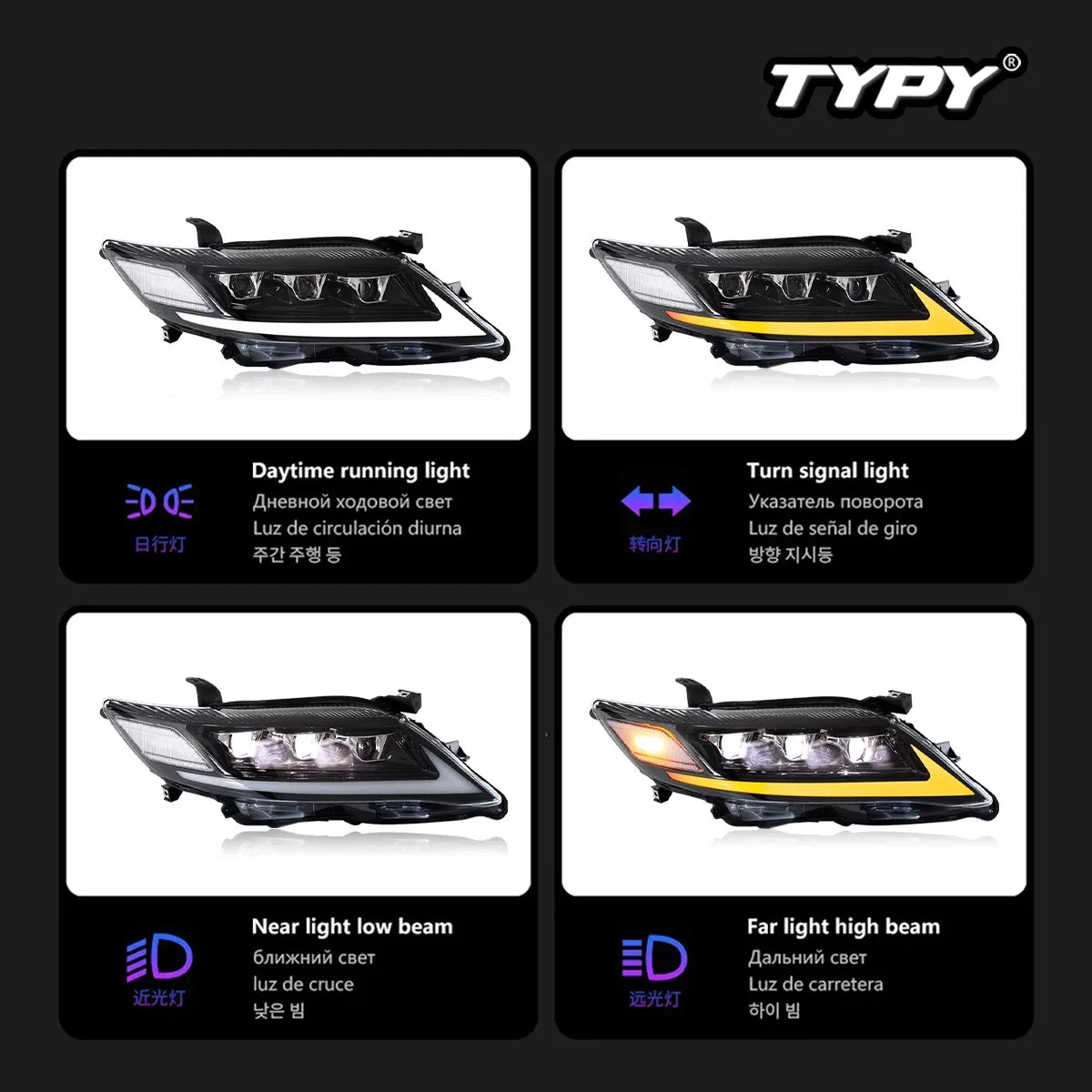 TYPY Car For Toyota US Camry headlights 2007-2011 Upgrade Modified to New DRL Dynamic Turn Signal LED Headlight Auto Accessories