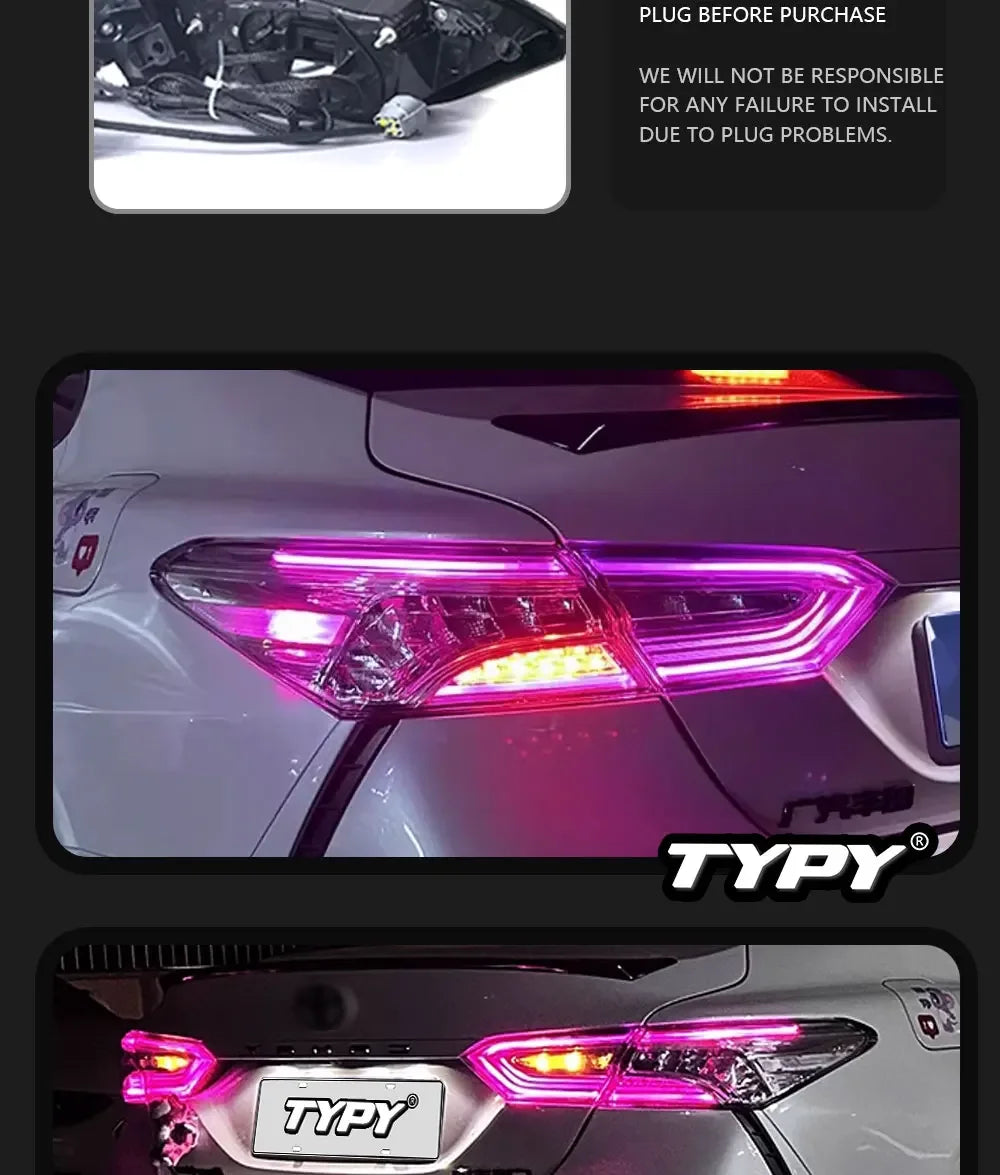 TYPY Car Lights For Toyota Camry RGB Taillight 2018-2023 LED Projetor Tail Lamp Daytime Running Light Automotive Accessories