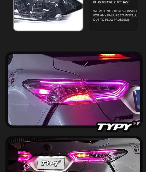 TYPY Car Lights For Toyota Camry RGB Taillight 2018-2023 LED Projetor Tail Lamp Daytime Running Light Automotive Accessories