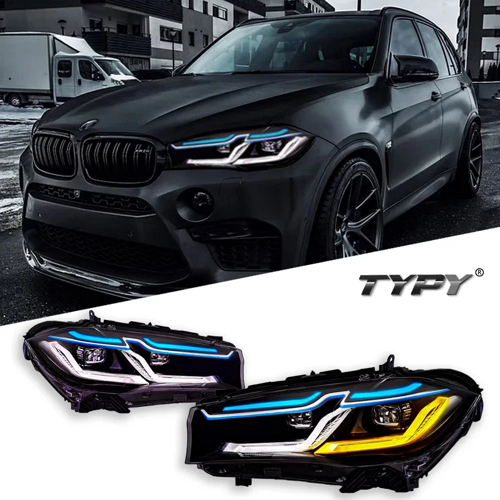 TYPY Car For BMW X5 F15 Headlights 2014-2018 Upgrade Modified to New DRL Dynamic Turn Signal LED Headlight Auto Accessories