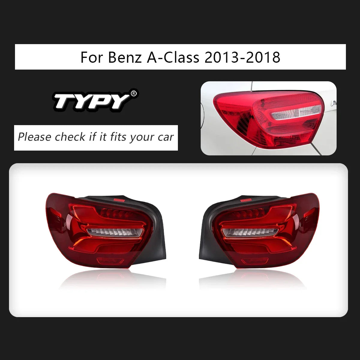 TYPY Car Lights For Benz A-Class W176 Taillight 2013-2018 LED Projetor Tail Lamp Daytime Running Light Automotive Accessories