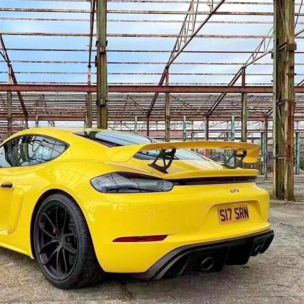 For Porsche Boxster Cayman 718 981 987 New GT4  Rear Trunk Spoiler Wing Rear Trunk Big Spoiler Lip Wing Carbon Fiber / FRP Black