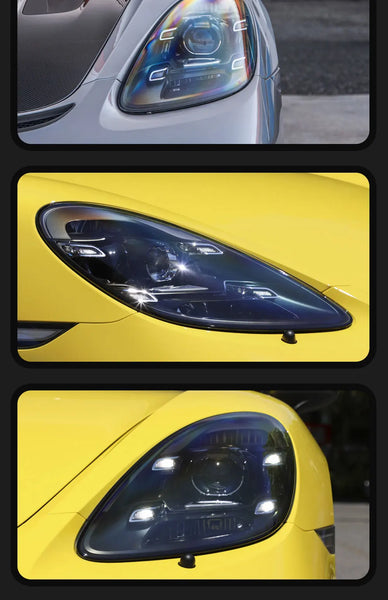 TYPY LED DRL Lightbar Projector Headlights Porsche 718 Cayman Boxster 2016-2023 Upgrade New Style LED PLDS Lasers Head Lamps 2 PCS Plug and Play - NOT Factory OE AFS - LHD & RHD Available
