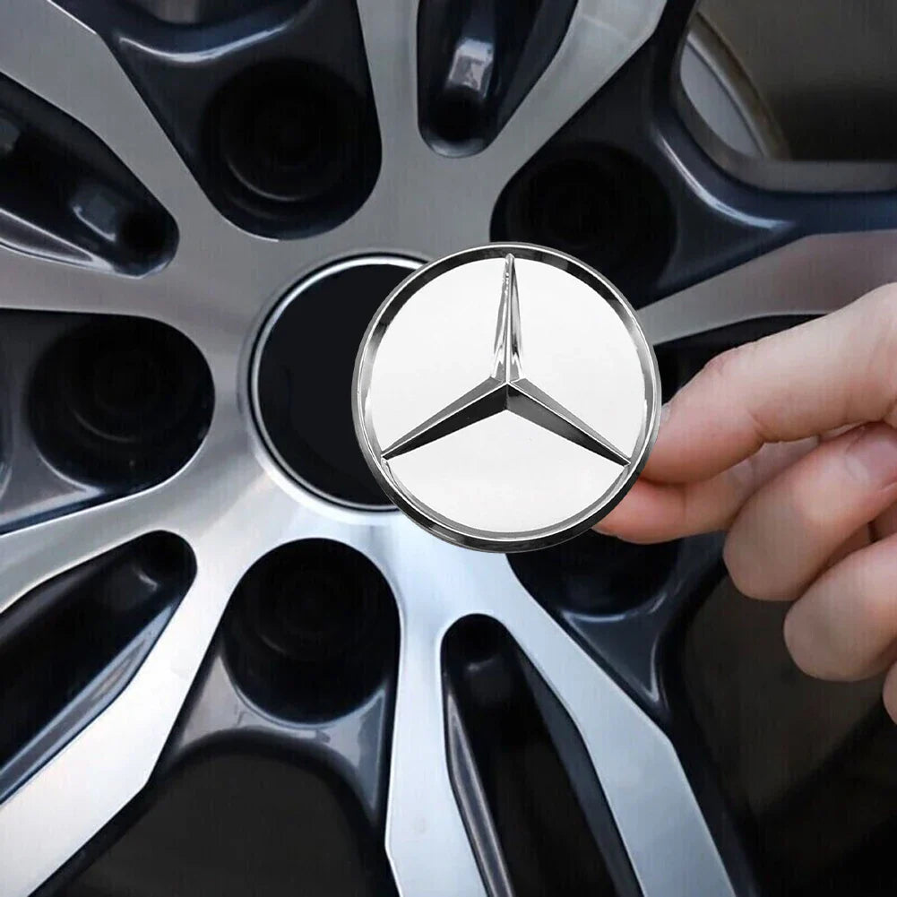 4/8Pcs Car Wheel Center Caps Silver 75MM Rims Wheel Center Caps Wheel Center Hub Caps Emblem for Benz All Models