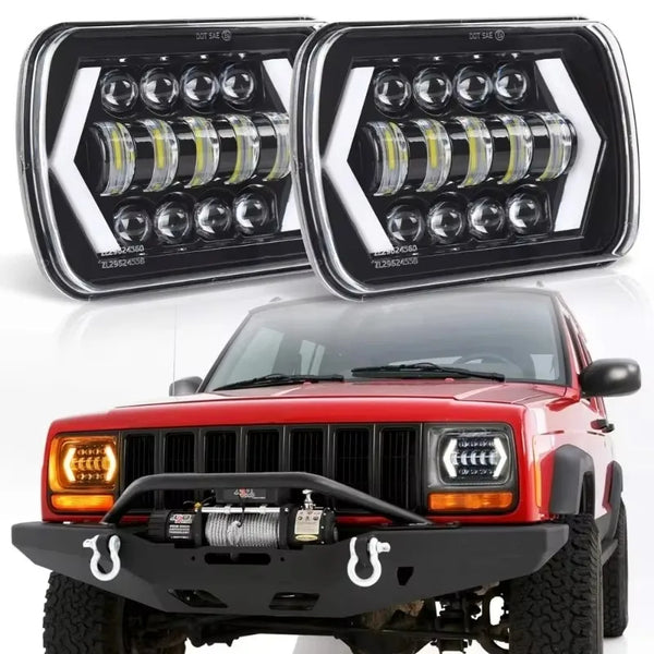Popular For H6054 5x7 7x6 LED Headlights Hi/Low Beam DRL Turn Signal Jeep Cherokee XJ Wrangler YJ Kenworth T300 d Chevy Toyota N