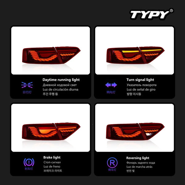 TYPY Car For Audi A5 RGB Taillights 2008-2016 Upgrade Modified to New DRL Dynamic Turn Signal LED Taillight Auto Accessories
