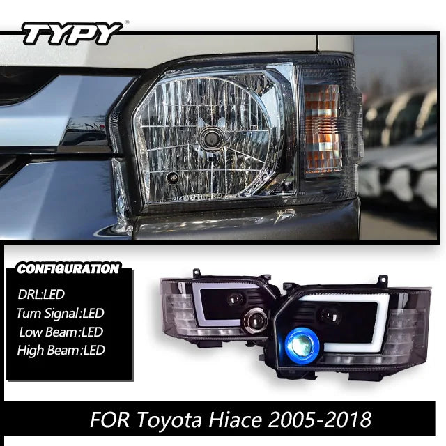 TYPY Car For Toyota Hiace Headlight 2005-2018 Upgrade Modified to New DRL Dynamic Turn Signal LED Headlight Auto Accessories