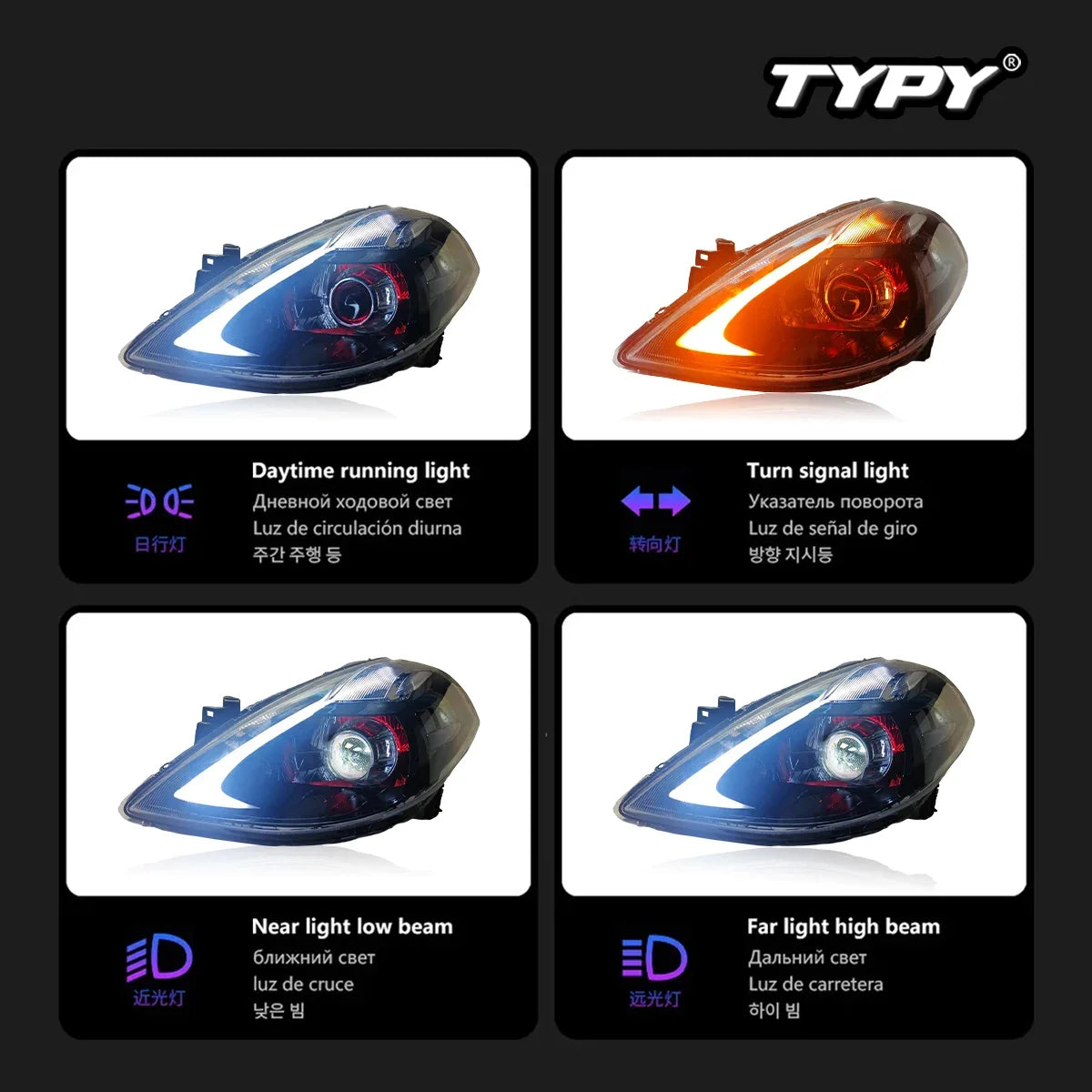 TYPY New LED Head Lamp Upgrade Modified For Nissan Tiida Headlight 2008-2010 Headlight Dynamic Signal Head Lamp Auto Accessories