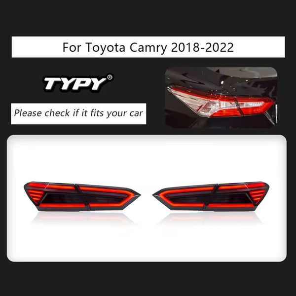 TYPY New LED Taillight Upgrade Modified Full Tail Lamp Car Accessories For Toyota Camry RGB 2018-2023 Dynamic Turn Signals