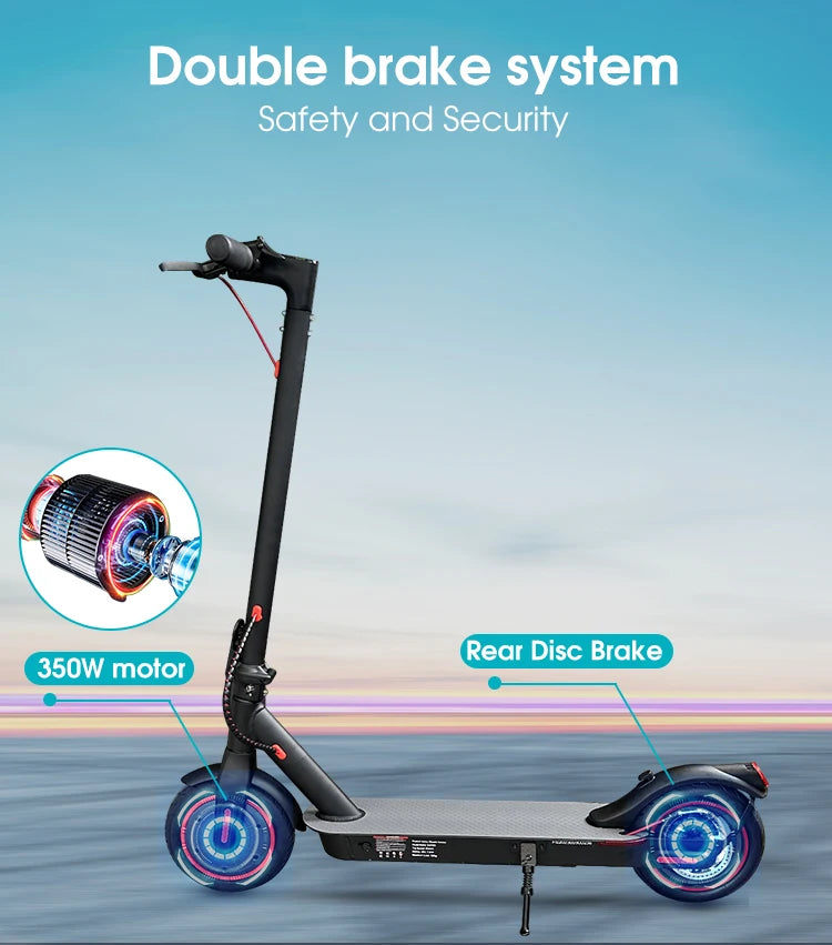 30KM Electric Scooter Adult 350W Foldable Electric Scooter 8.5 Inch Tire 36V/10.5ah E-scooter Dual Brake System Waterproof E9pro