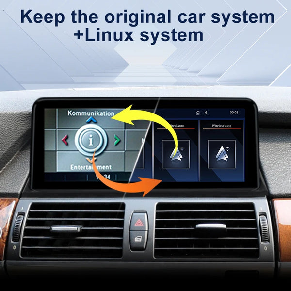 Linux 10.25" Touch Screen Display 1920*720 For BMW X5 E70 X6 E71 CCC CIC Wireless Carplay Android Auto Car Multimedia Player BT