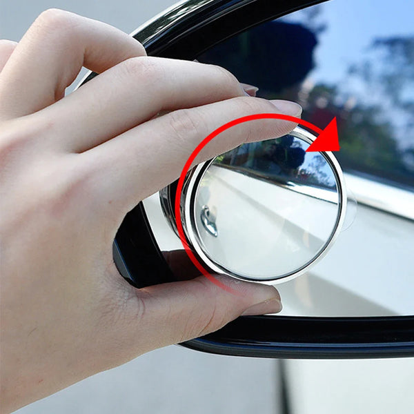 2PCS Car Blind Spot Rear View Mirror – Round Frame Wide Angle Mirrors with 360° Rotation