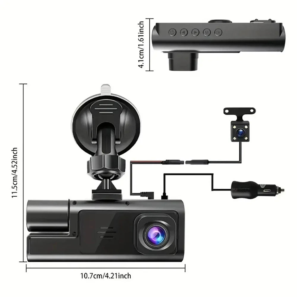 3 Lens Car Recorder with Memory Card Car Camera 1080P VCR WIFI Car DVR 2 Lens Front and Rear View Camera Night Vision Car Access