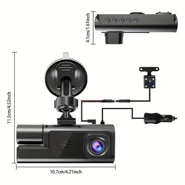 3 Lens Car Recorder with Memory Card Car Camera 1080P VCR WIFI Car DVR 2 Lens Front and Rear View Camera Night Vision Car Access