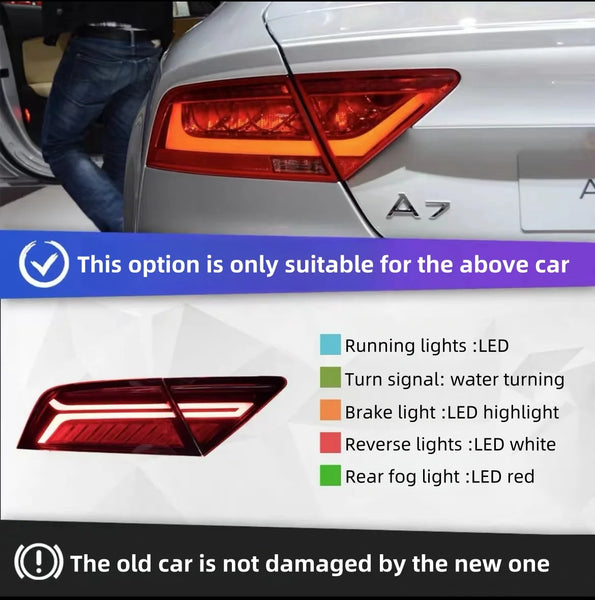 Auto Accessories 12 to 18 for Audi A7 Taillights Assemblies Modified with LED Water Steering Rear Tail Lamp A7 New Model