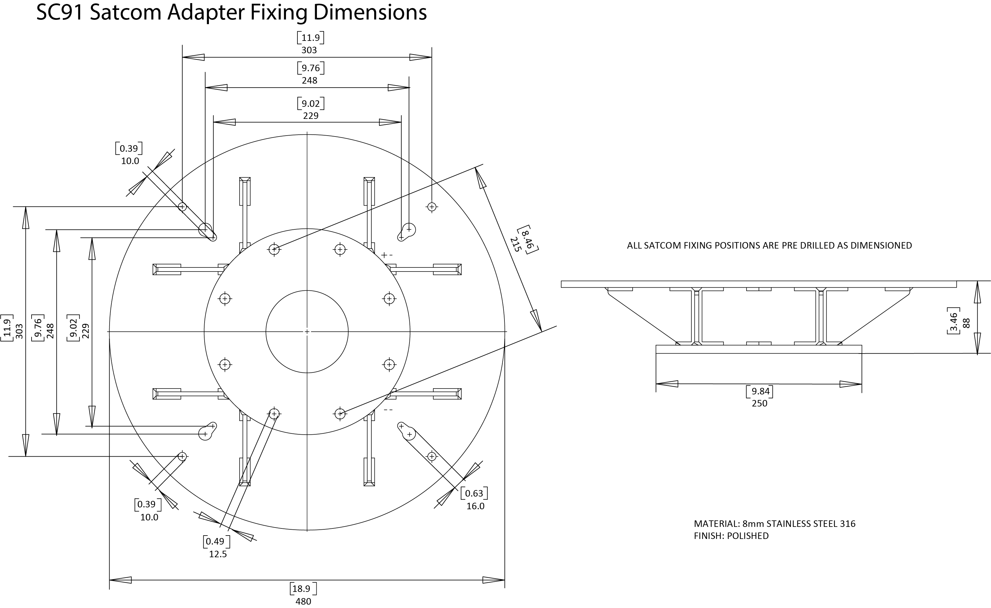Scanstrut SC91 SC91 SC91 Satcom Antenna Stainless Mount (Made | 4Boats