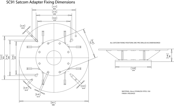 Scanstrut SC91 SC91 SC91 Satcom Antenna Stainless Mount (Made | 4Boats