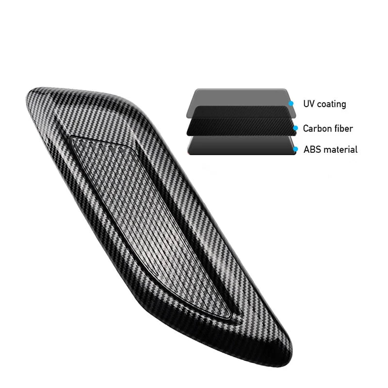 40cm Universal Car Air Flow Decorative Intake Hood Scoop Bonnet Vent Sticker Cover Hood Geared to fit any FLAT Hood Vehicle