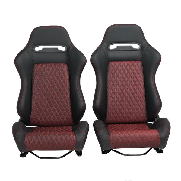 JIABEIR 1035D 2PCS Universal Red Shinny Breathable Mesh Fabric Car Racing Seats