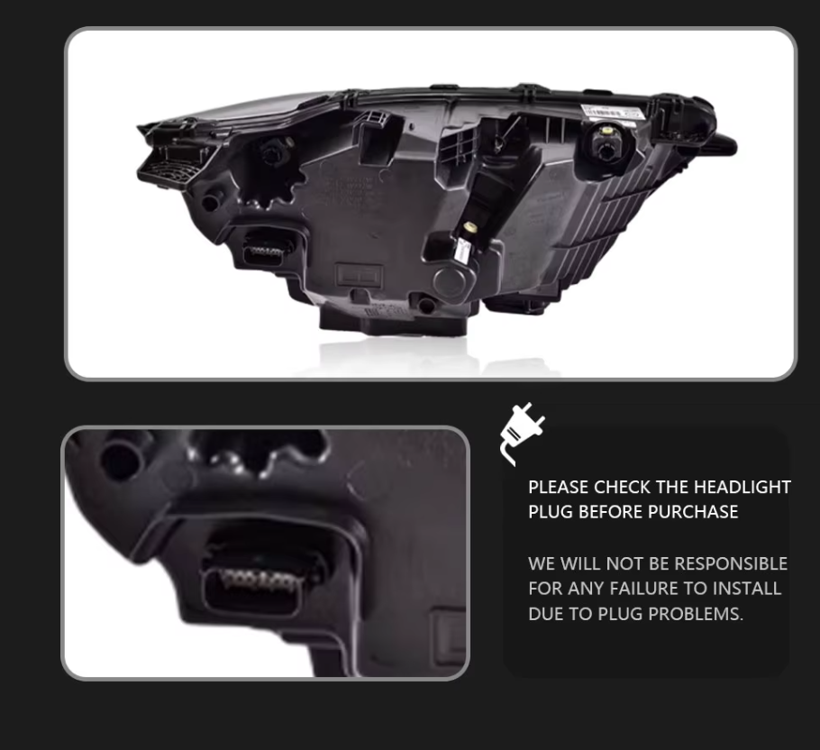 TYPY LED DRL Lightbar Projector Headlights Ford Edge 2015-2019 LHD