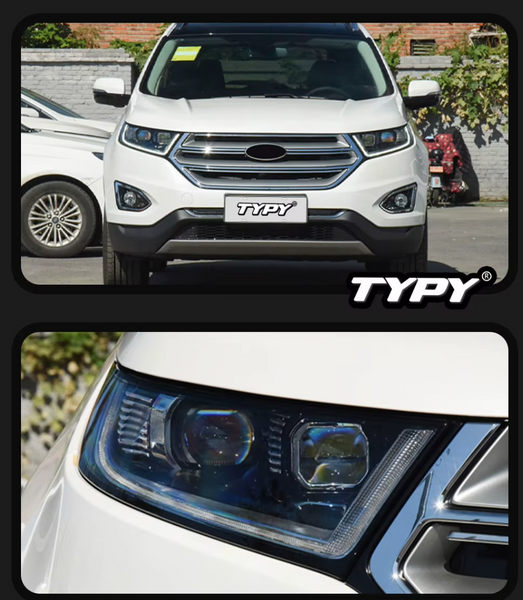 TYPY LED DRL Lightbar Projector Headlights Ford Edge 2015-2019 LHD