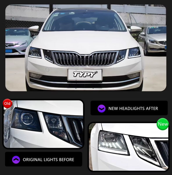 TYPY LED DRL Lightbar Projector Headlights Skoda Octavia Headlights 2018-2021 LHD