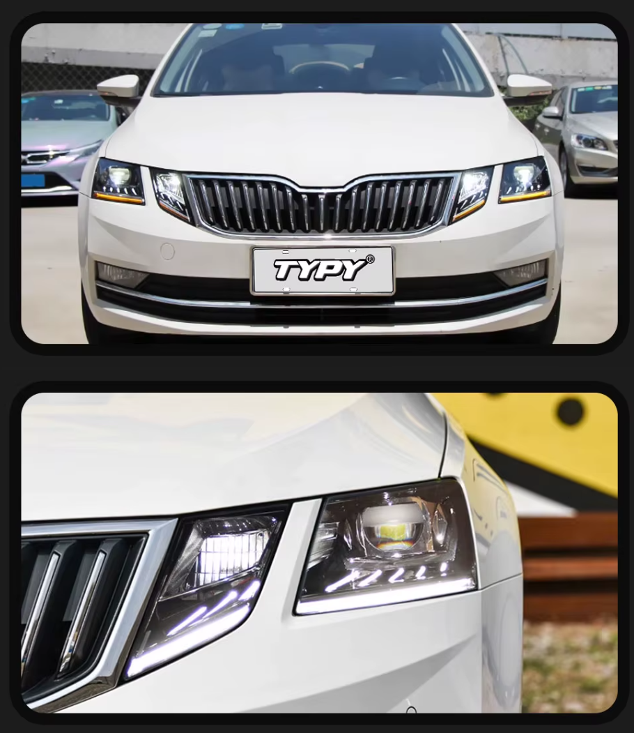 TYPY LED DRL Lightbar Projector Headlights Skoda Octavia Headlights 2018-2021 LHD