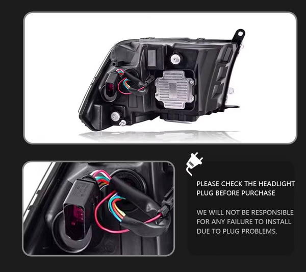 TYPY LED DRL Lightbar Projector Headlights Dodge Ram 1500 2009-2019 LHD