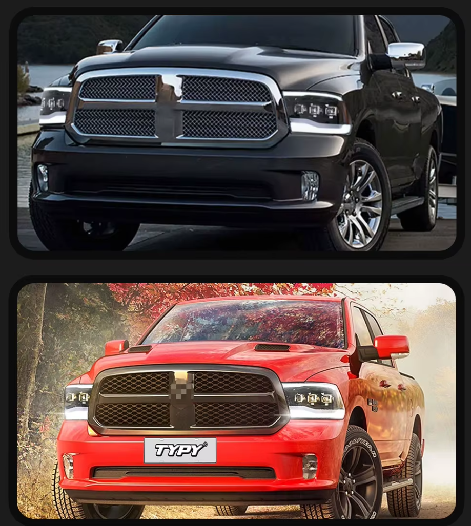 TYPY LED DRL Lightbar Projector Headlights Dodge Ram 1500 2009-2019 LHD