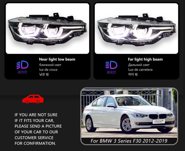 TYPY LED DRL Lightbar Projector Headlights BMW 3 Series F30 Headlight 2012-2019 LHD