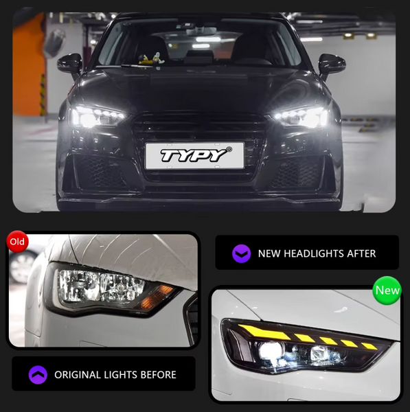 TYPY LED DRL Lightbar Projector Headlights Audi A3 Headlight 2013-2016 LHD