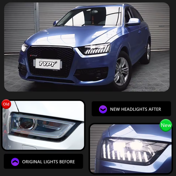 TYPY LED DRL Lightbar Projector Headlights Audi Q3 2013-2018 LHD