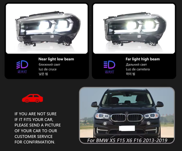 TYPY LED DRL Lightbar Projector Headlights 2013-2019 BMW X5 F15 X6 F16 530i 525i 540i 535i LHD