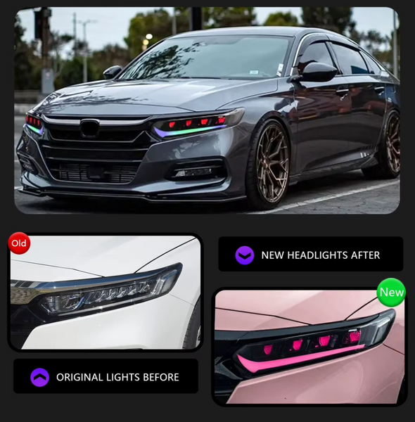 TYPY LED DRL Lightbar Projector Headlights Honda Accord RGB 2018-2022 LHD