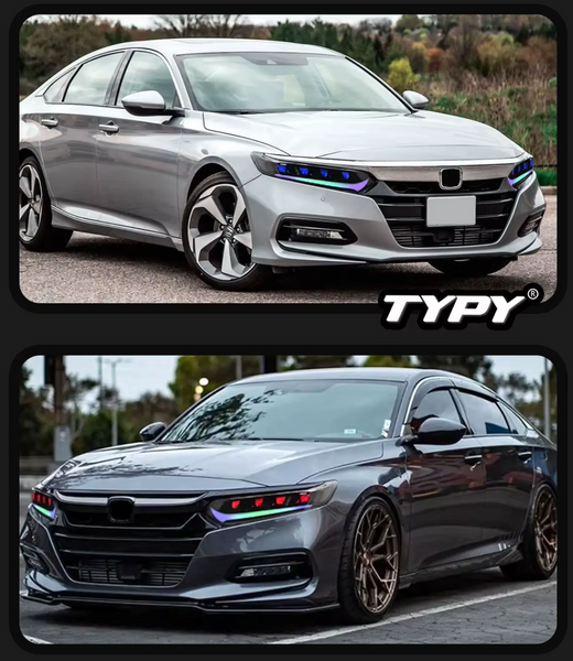 TYPY LED DRL Lightbar Projector Headlights Honda Accord RGB 2018-2022 LHD