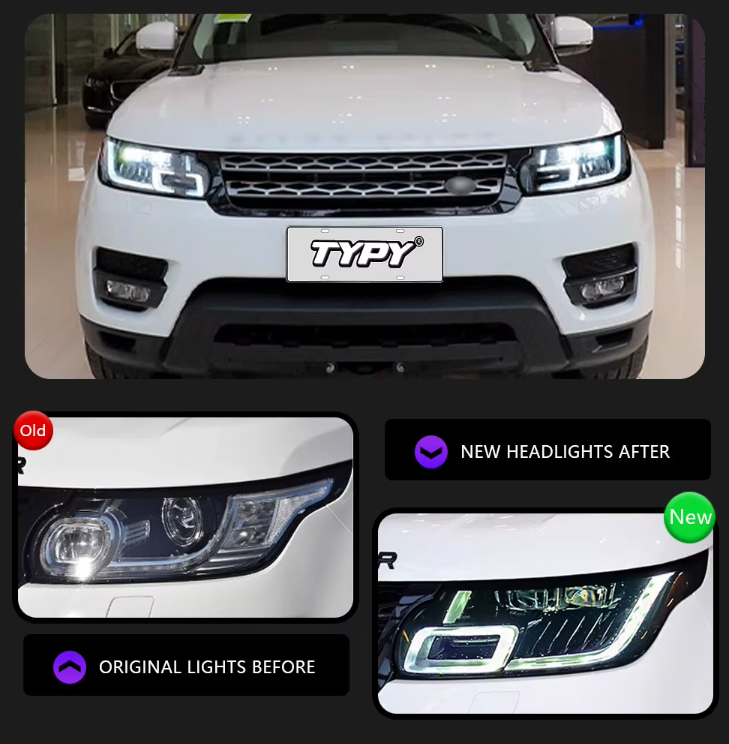 TYPY LED DRL Lightbar Projector Headlights Range Rover Sport 2013-2018 LED Car Lamps Daytime Running Lights Dynamic Turn Signals LHD