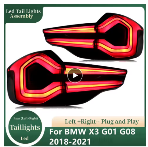 TYPY LED DRL BMW X3 Taillights 2018-2021 IX3 G01 G08 Taillights Lightbar Dynamic Sequential Rear Lights Tail Lamps LHD