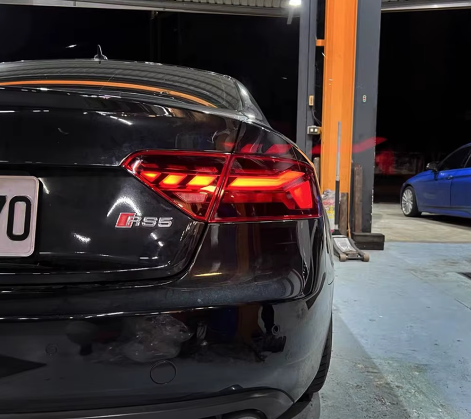 TYPY LED DRL BMW Audi A5 2008-2011 + 2013-2016 Taillights Lightbar Dynamic Sequential Rear Lights Tail Lamps Smoke Black / Red LHD