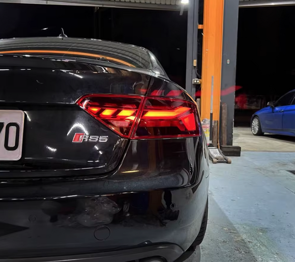 TYPY LED DRL BMW Audi A5 2008-2011 + 2013-2016 Taillights Lightbar Dynamic Sequential Rear Lights Tail Lamps Smoke Black / Red LHD