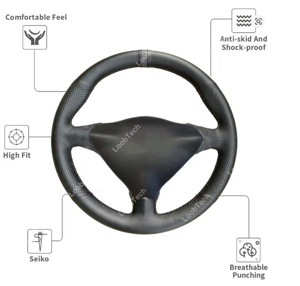 Steering Wheel Cover For Porsche 911 986 996 Boxster S 98-04 Black Perforated Leather Hand Sewn Wrap Cover For Manual Can Fit Tiptronic