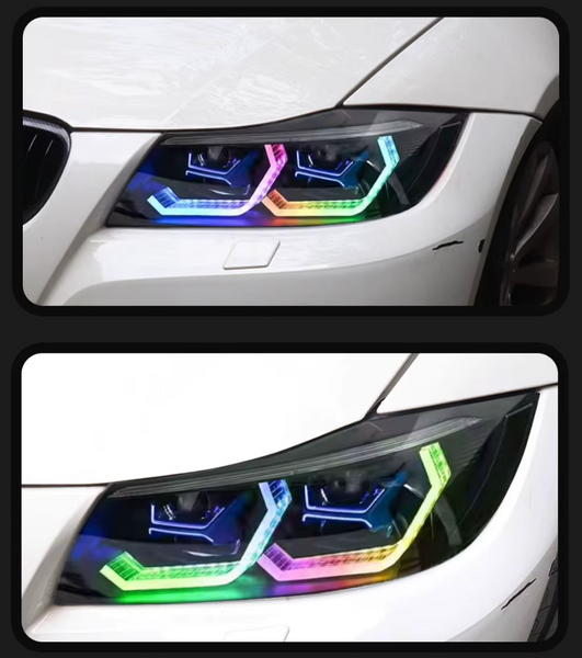 TYPY LED DRL Lightbar Projector Headlights BMW 3 Series 2005-2012 E90 RGB LHD (For factory Halogen only)