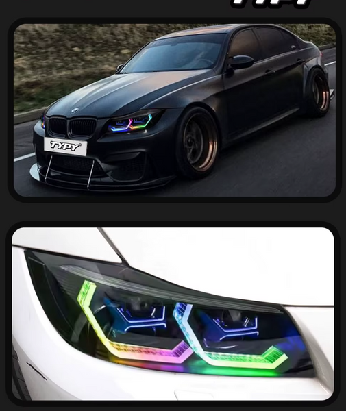 TYPY LED DRL Lightbar Projector Headlights BMW 3 Series 2005-2012 E90 RGB LHD (For factory Halogen only)