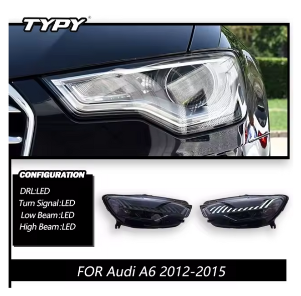 TYPY LED DRL Lightbar Projector Headlights A6 Headlights 2012-2015 A6L LHD